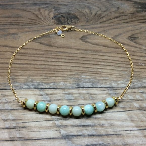 Amazonite anklet, 14k Gold filled, healing jewelry, crystal anklet, boho - Picture 1 of 8